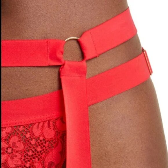 We are HAH Free People Strung Out Garters, Siren Red, Garter Belt, One Size OS - Picture 3 of 10